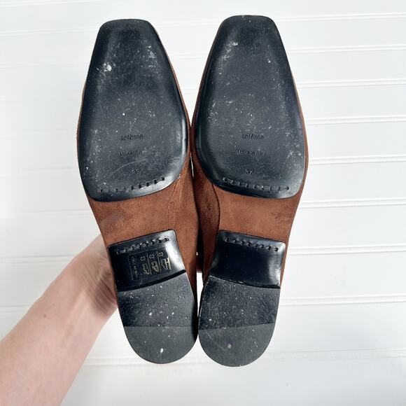 Toteme Chocolate Brown Suede Loafers Slip On Flats - Picture 4 of 14